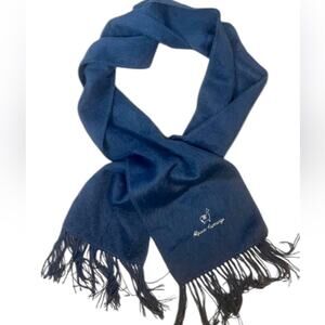 Alpaca Camargo Fuzzy Fringed Blue Scarf 66x9 Preppy Quiet Luxury Peruvian Soft